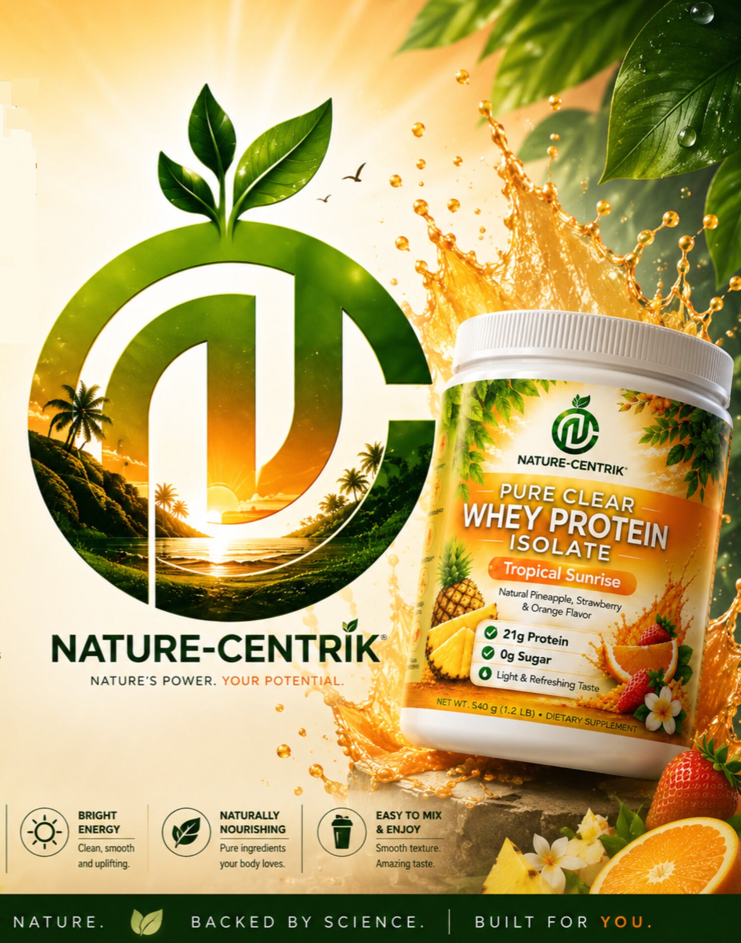 Tropical Sunrise Clear Whey Protein 1.2lb | 21g Pure Isolate