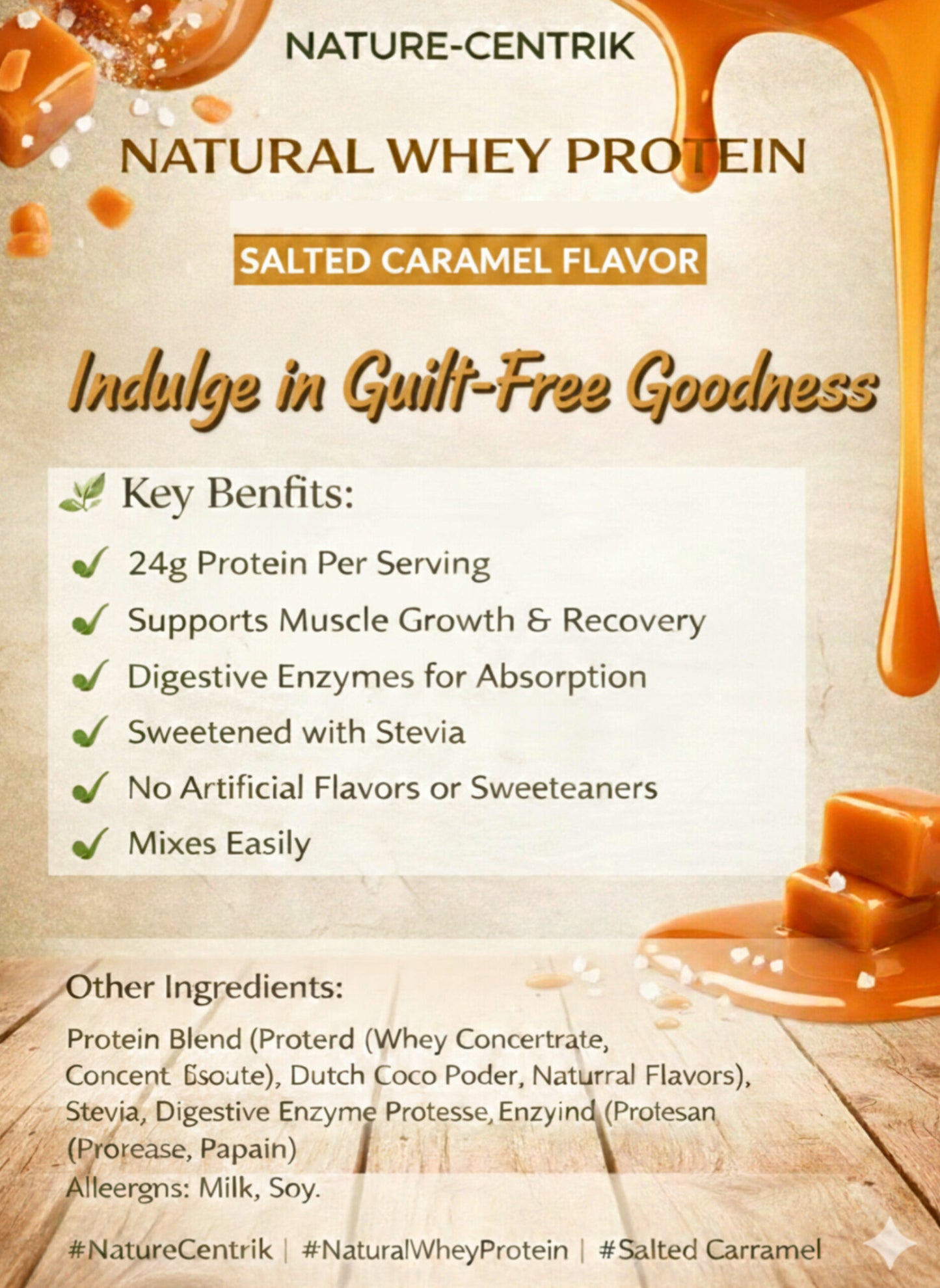 NATURAL Whey Protein Milkshake– Salted Caramel