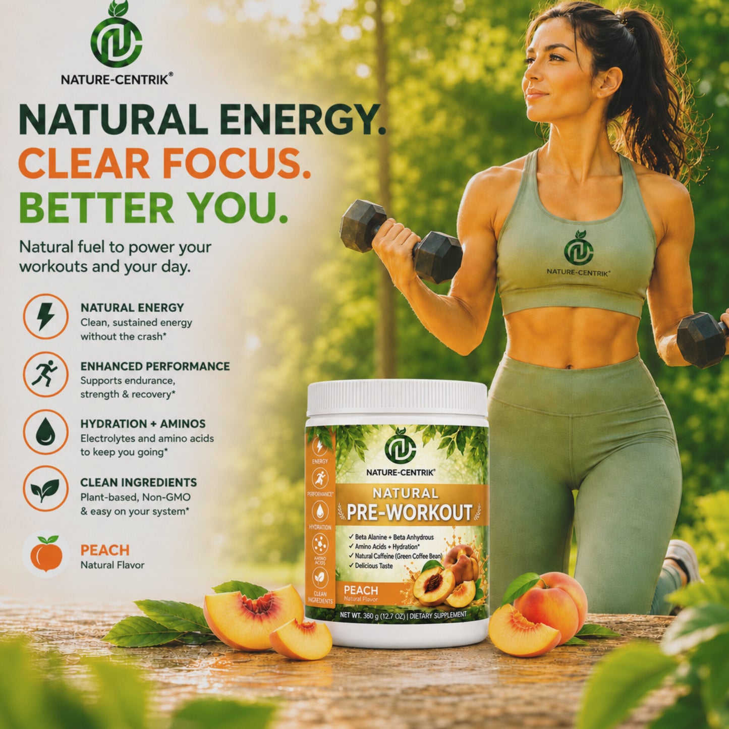 Pre Workout- Natural Amino Plus - Peach