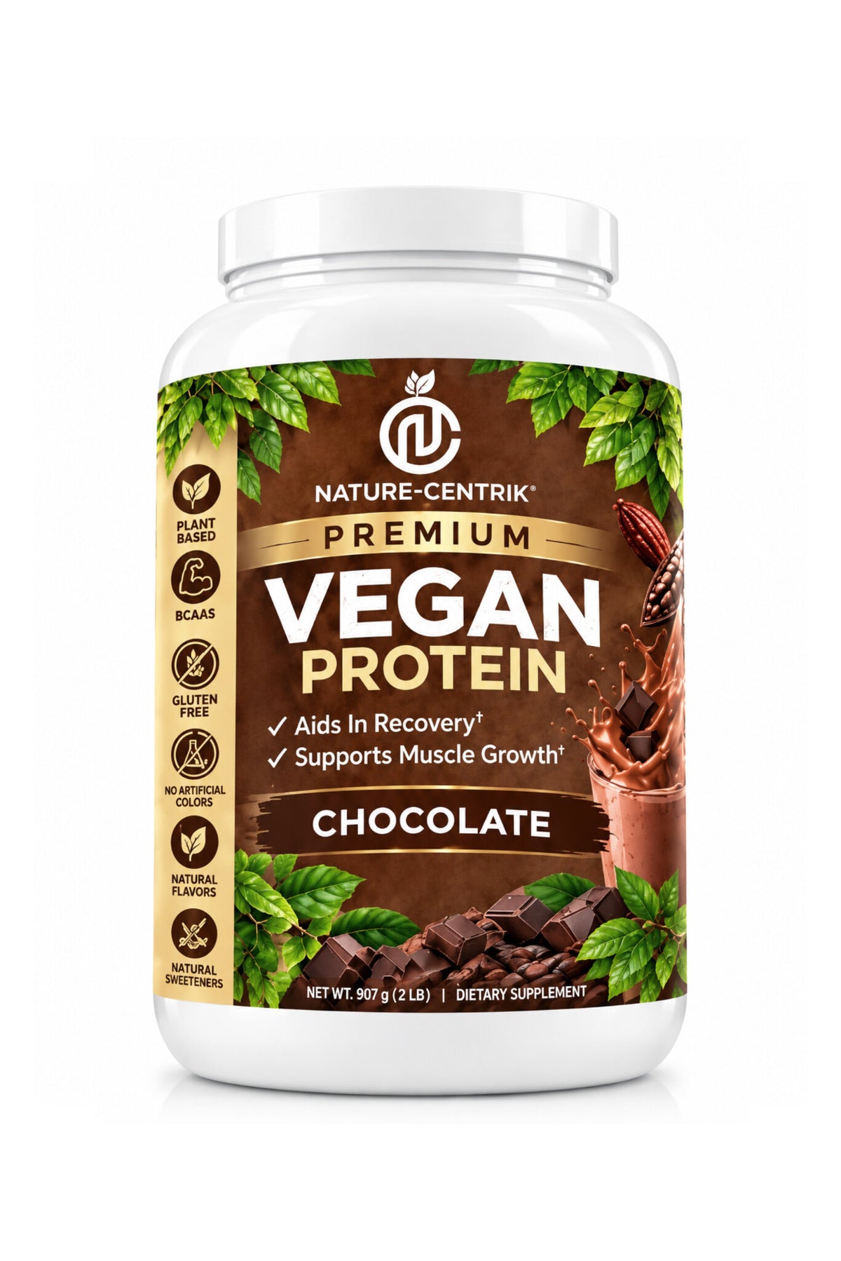 Nature Centrik Premium Vegan Protein – Chocolate | 2 LB
