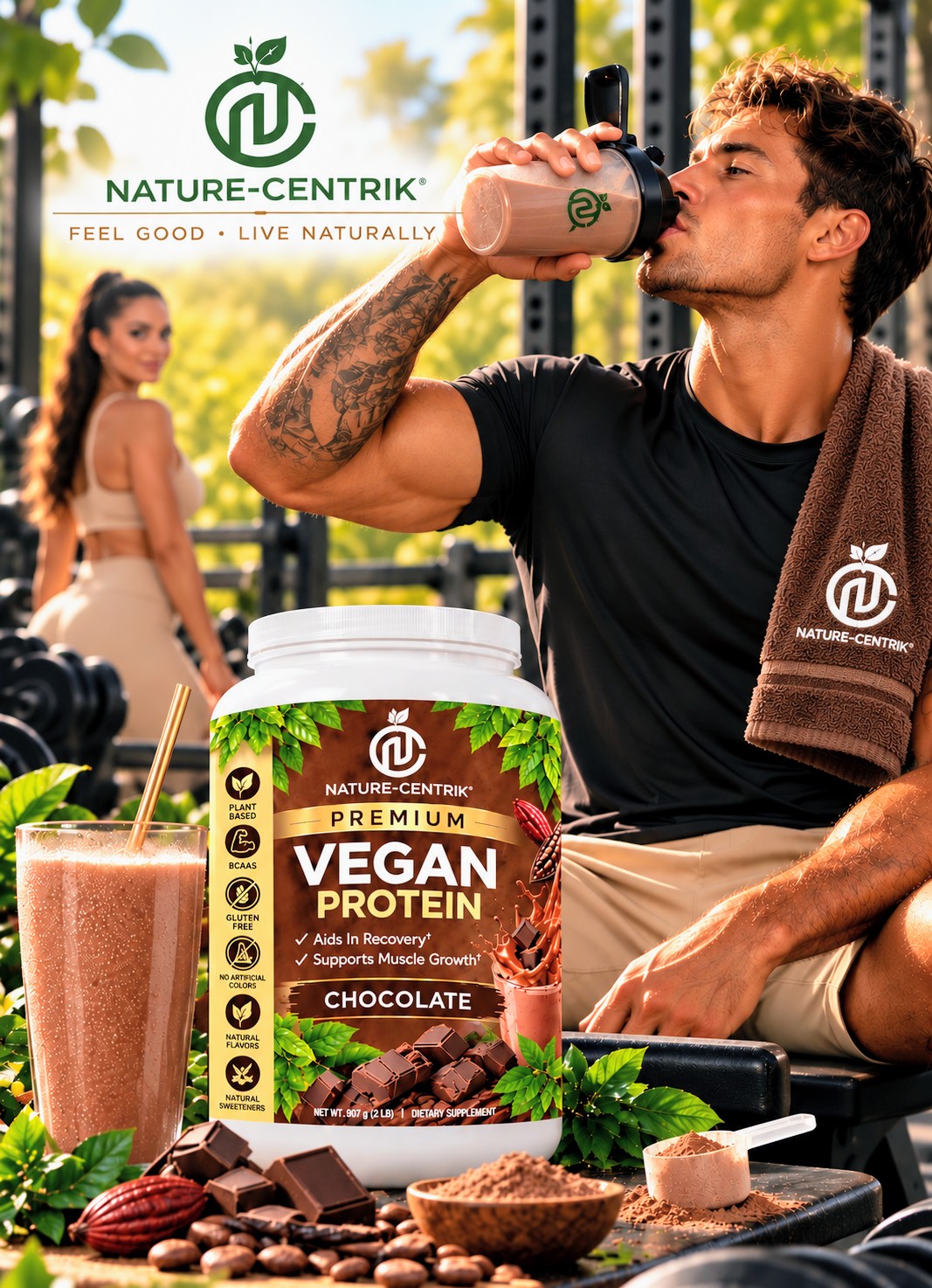 Nature Centrik Premium Vegan Protein – Chocolate | 2 LB