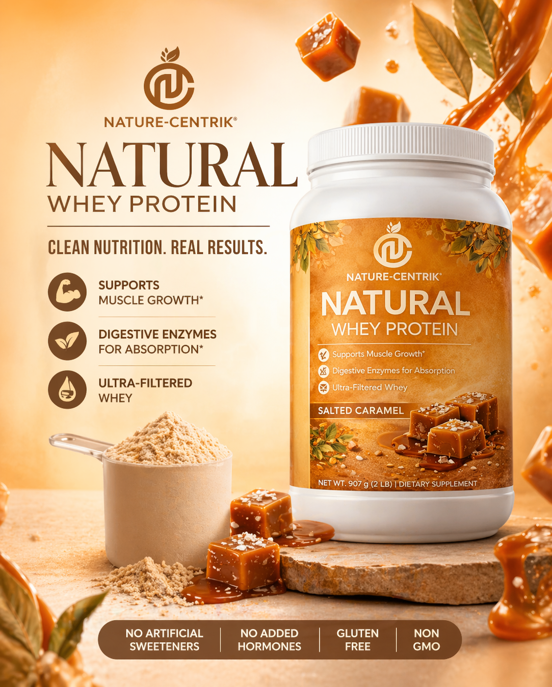 NATURAL Whey Protein Milkshake– Salted Caramel