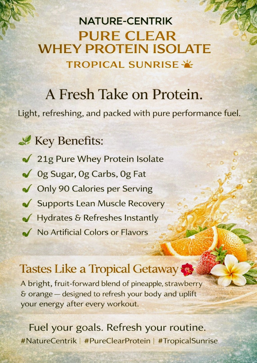 Tropical Sunrise Clear Whey Protein 1.2lb | 21g Pure Isolate